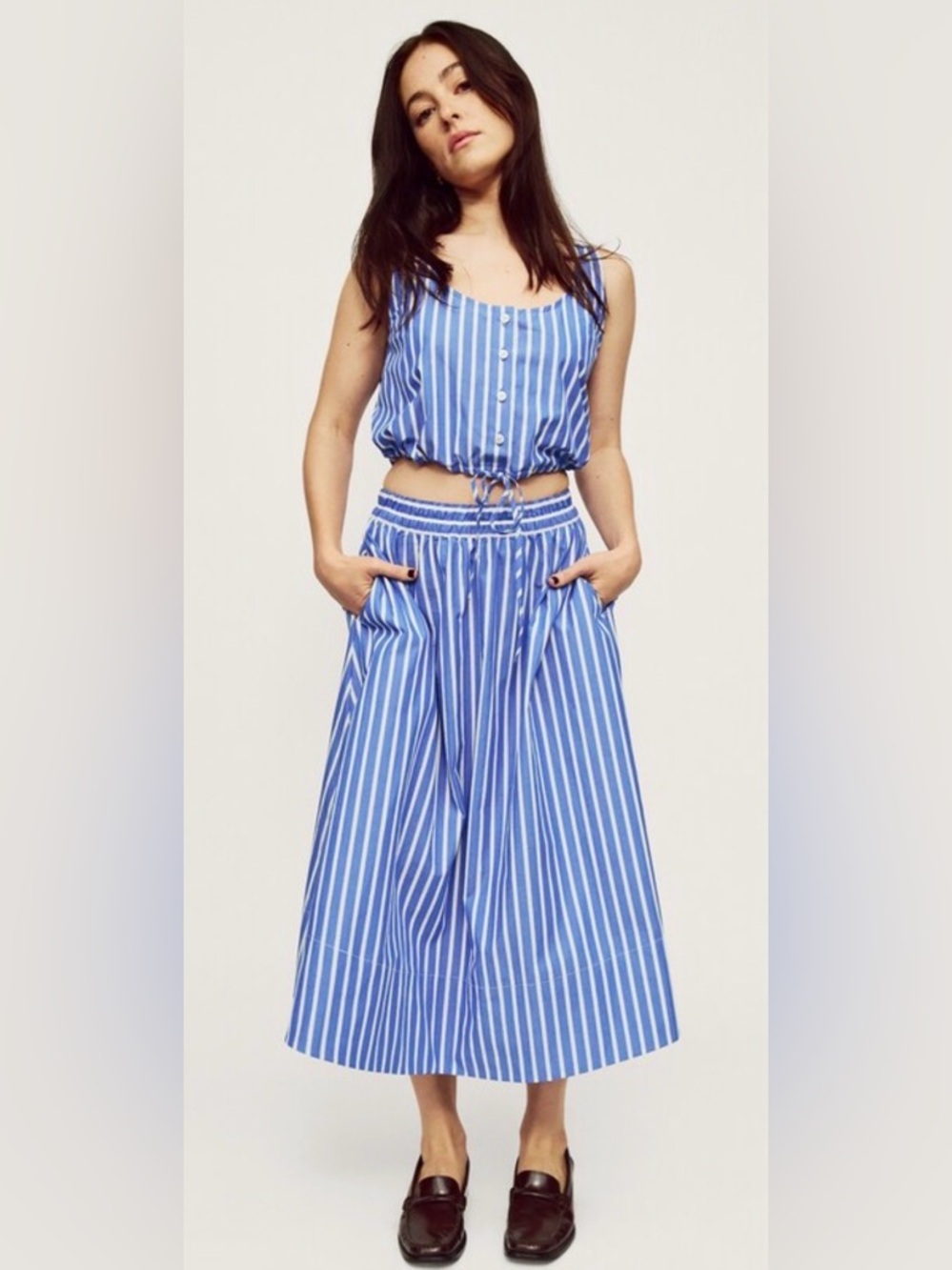 GAP Blue & White Striped Cinched-Hem Crop Top - Picture 5 of 7